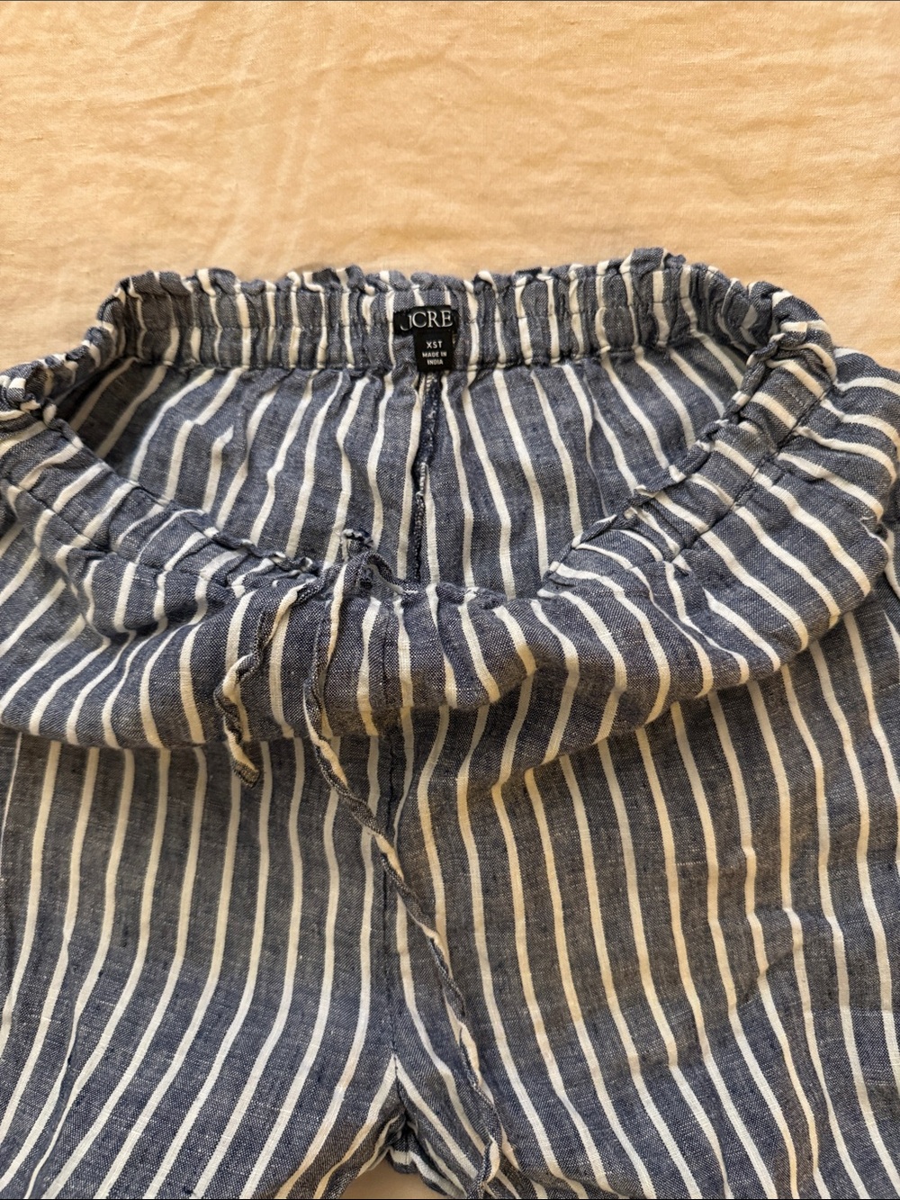 J. Crew Soleil  Navy and White Striped Linen Pants size XST